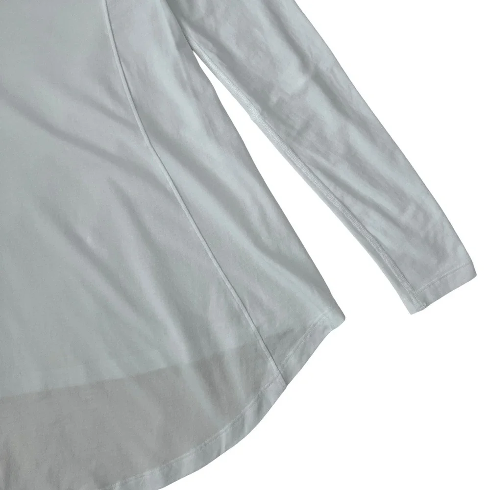 Lululemon Acadia White Long Sleeve Pima Cotton High Low Shirt SZ 4‎ Athleisure
